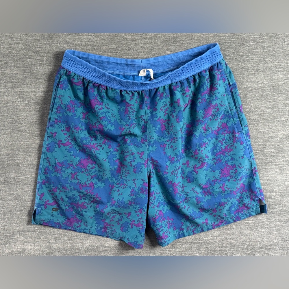 Fabletics The Fundamental Shorts Mens Large 7" Teal Camo Active Workout